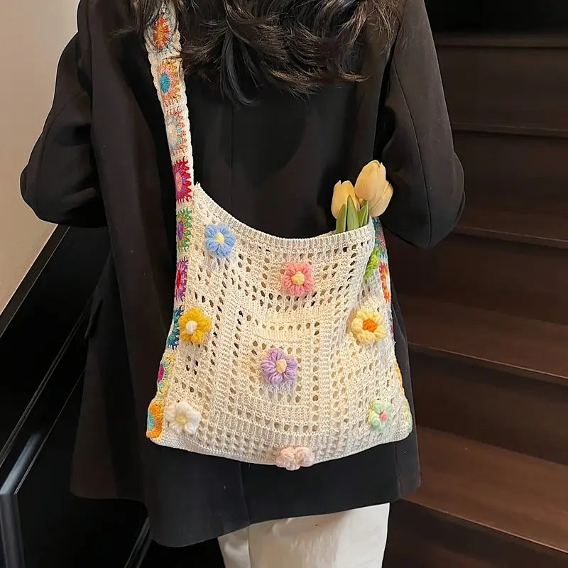 Bolsa Transversal Bohemian Retro Flores Coloridas