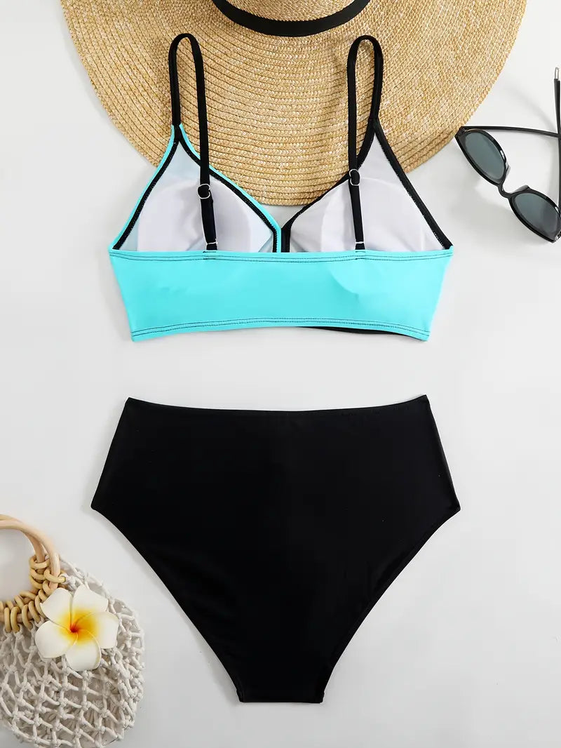 Biquíni Hot Pant Black & Turquesa