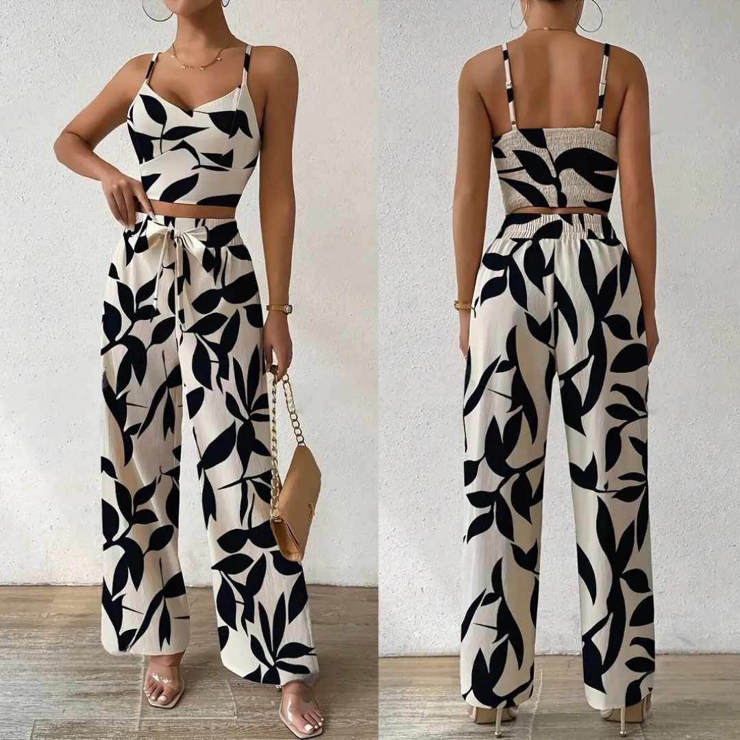 Conjunto Feminino Estampado Preto e Branco