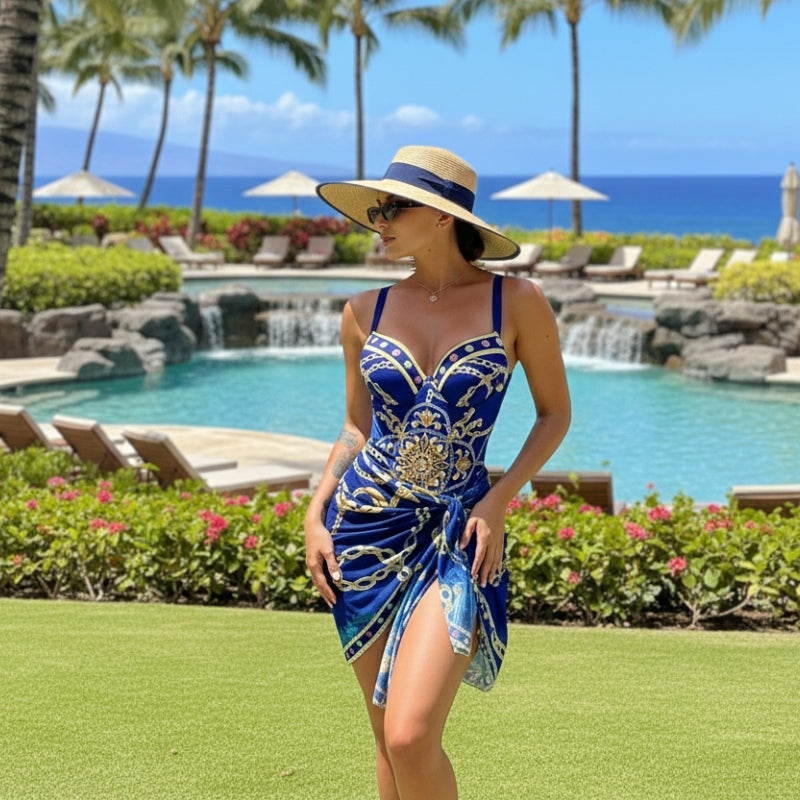 Maiô com Saída de Praia Luxo Mediterrâneo Royal & Gold