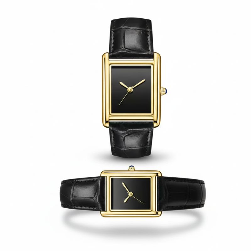 Relógio Feminino Clássico Square Black Gold – Lux Charm
