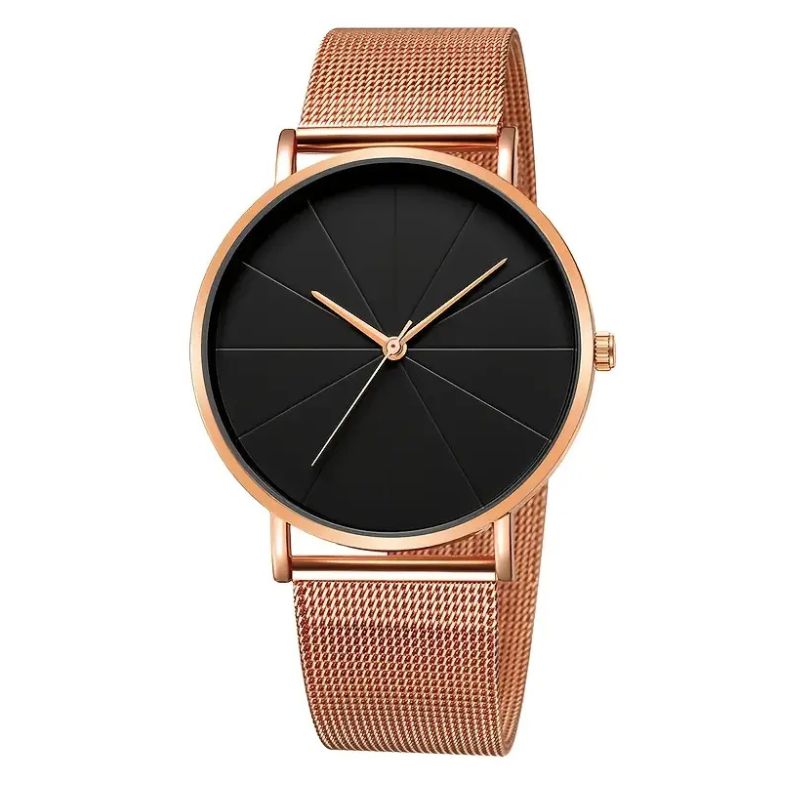 Relógio Feminino Minimalista Malha Aço Rose Elegance