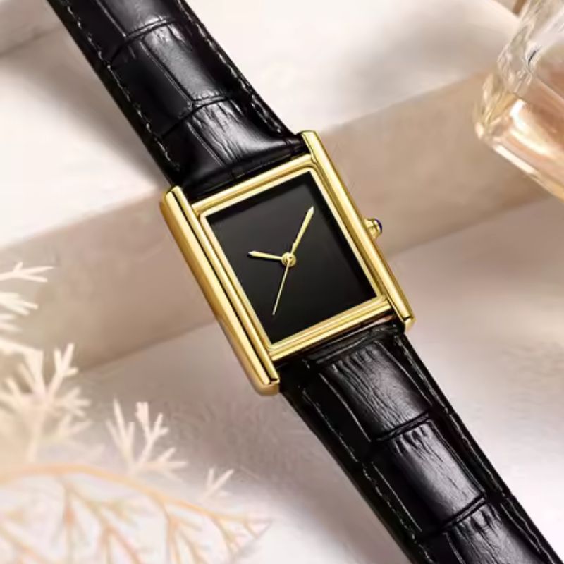 Relógio Feminino Clássico Square Black Gold – Lux Charm