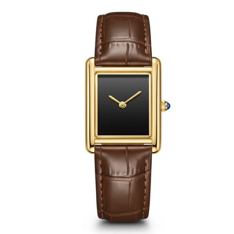 Relógio Unissex Square Gold Brown Leather – Lux Classic