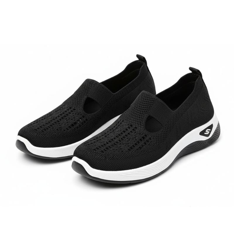 Tênis Slip-On Feminino Air Knit Confort Preto – Leve e Respirável
