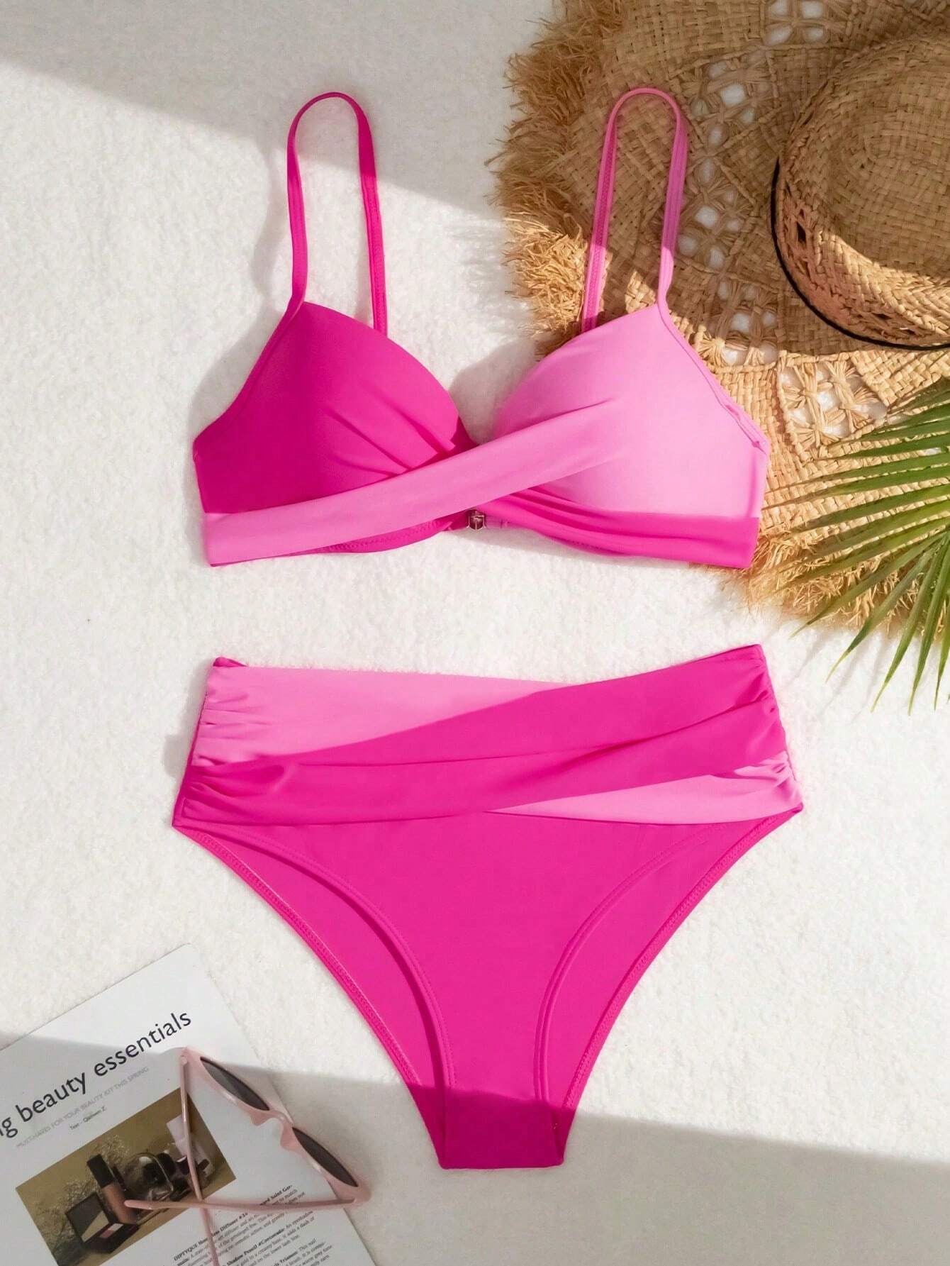 biquíni bicolor feminino elegante