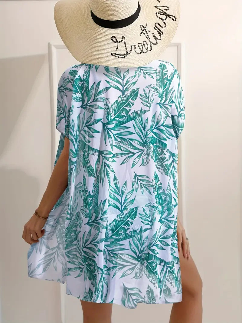 Conjunto Biquíni Verde Esmeralda com Saída Tropical Saybeleze