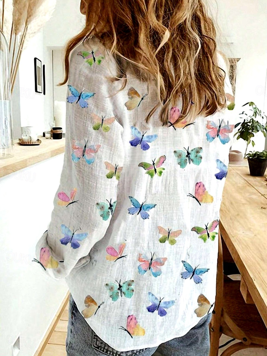 blusa feminina borboletas aquarela branca costas