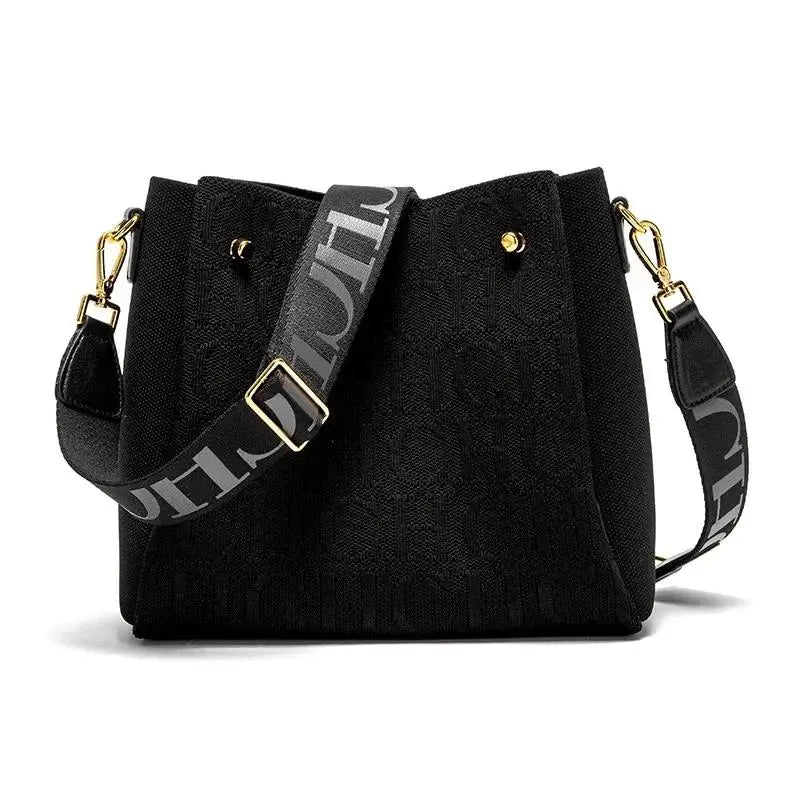 bolsa feminina transversal média preto com alça larga lateral