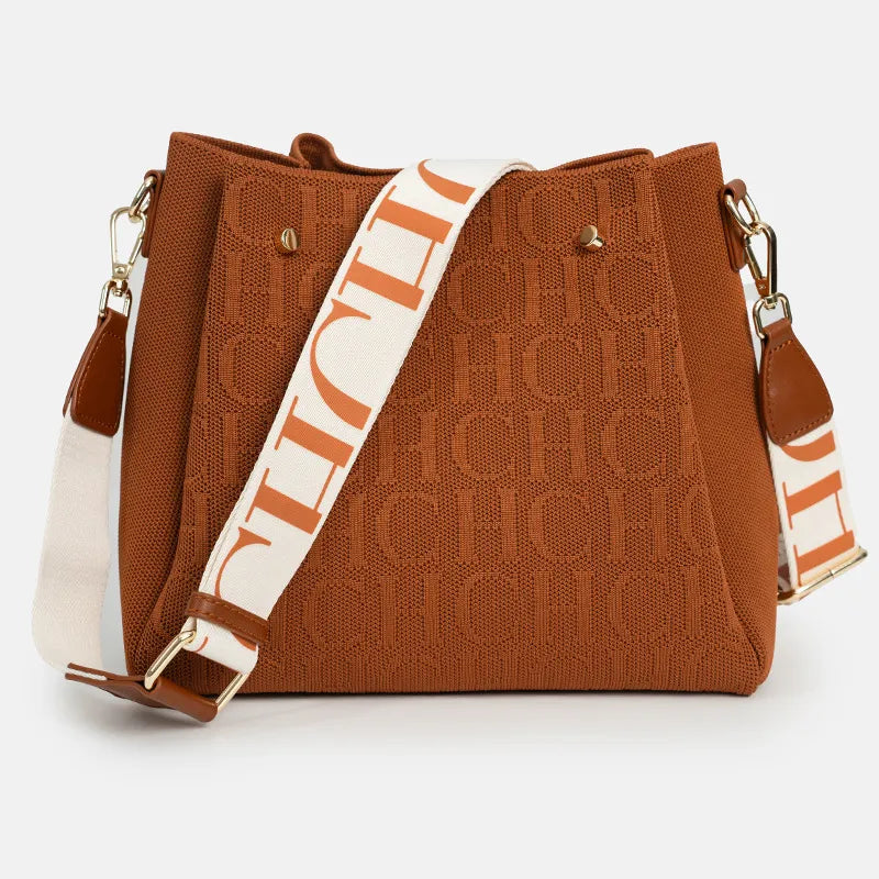 bolsa feminina transversal média marrom com alça larga