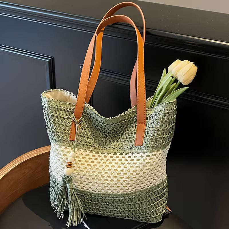 bolsa verde artesanal saybeleze com acabamento geométrico