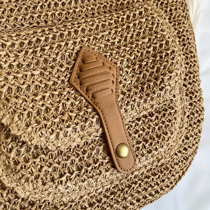 bolsa grande casual trama natural para viagens detalhes