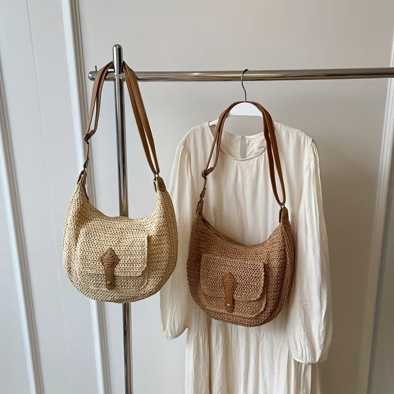 bolsa grande casual trama natural para viagens modelos