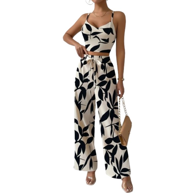 Conjunto Feminino Estampado Preto e Branco