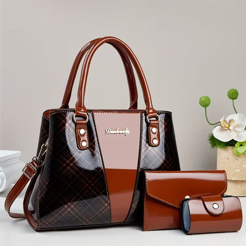 kit de bolsas femininas croco dourado estilo sofisticado caramelo