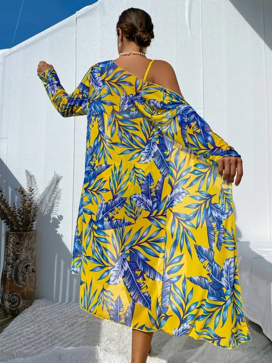 Conjunto Biquíni Amarelo Tropical com Saída Saybeleze costas