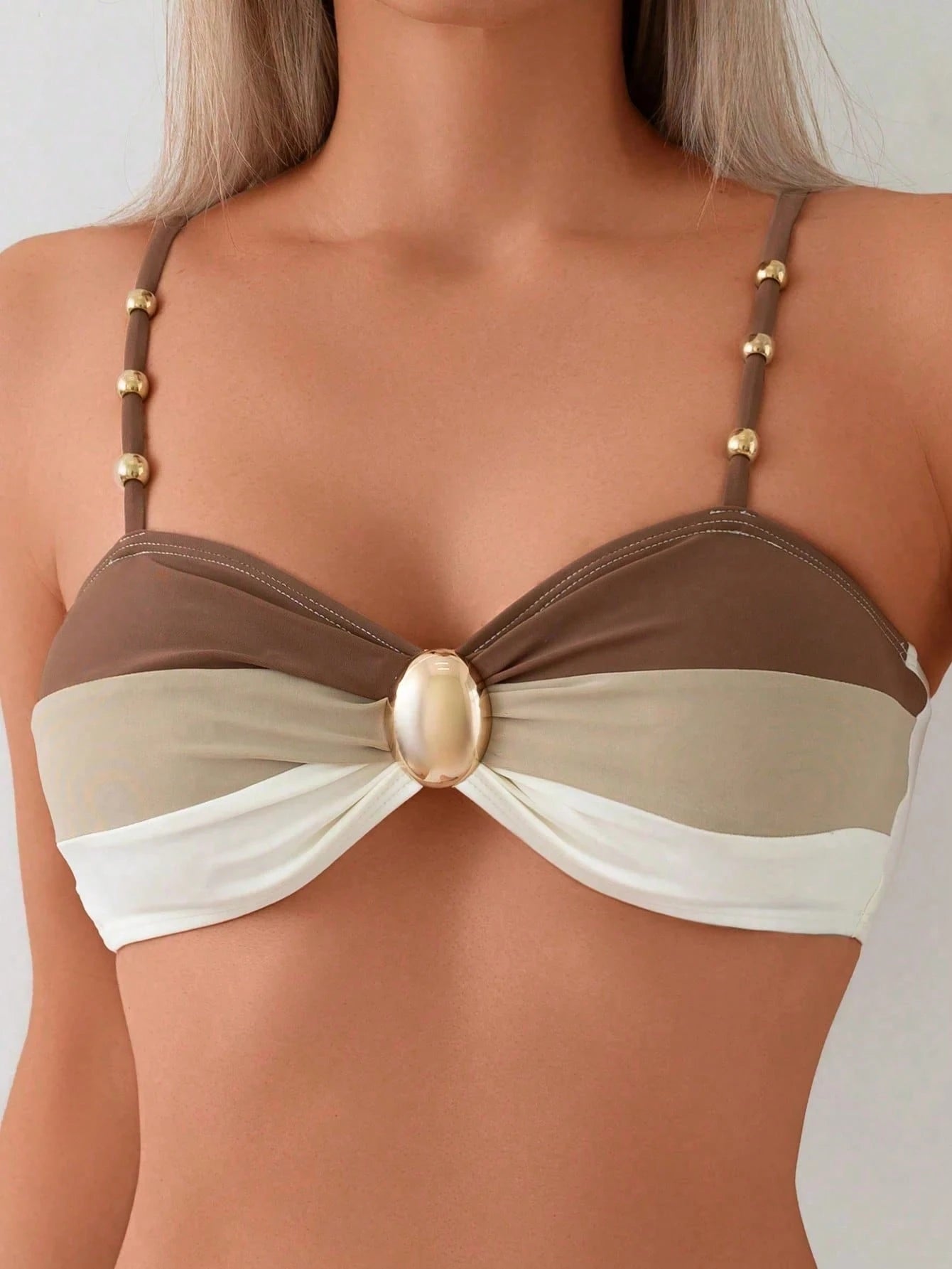 conjunto biquini cintura alta areia dourada