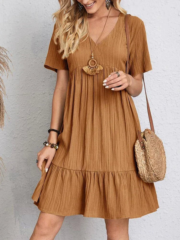 vestido feminino soltinho com babado na barra saybeleze cor laranja