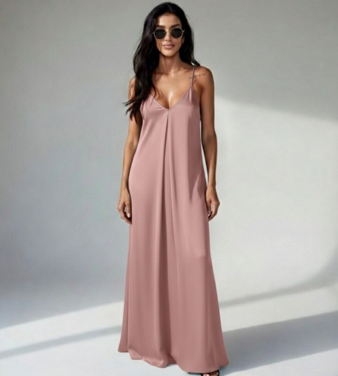 Vestido Feminino Longo Slip Dress Preto