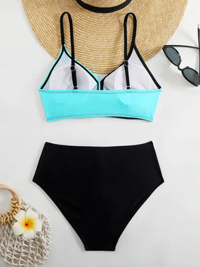 Biquíni Hot Pant Black & Turquesa