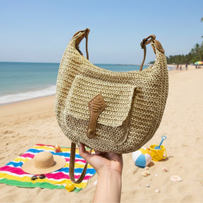 bolsa grande casual trama natural para viagens praia