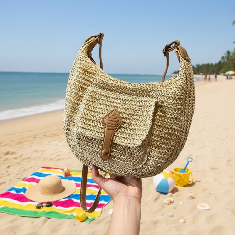 bolsa grande casual trama natural para viagens praia