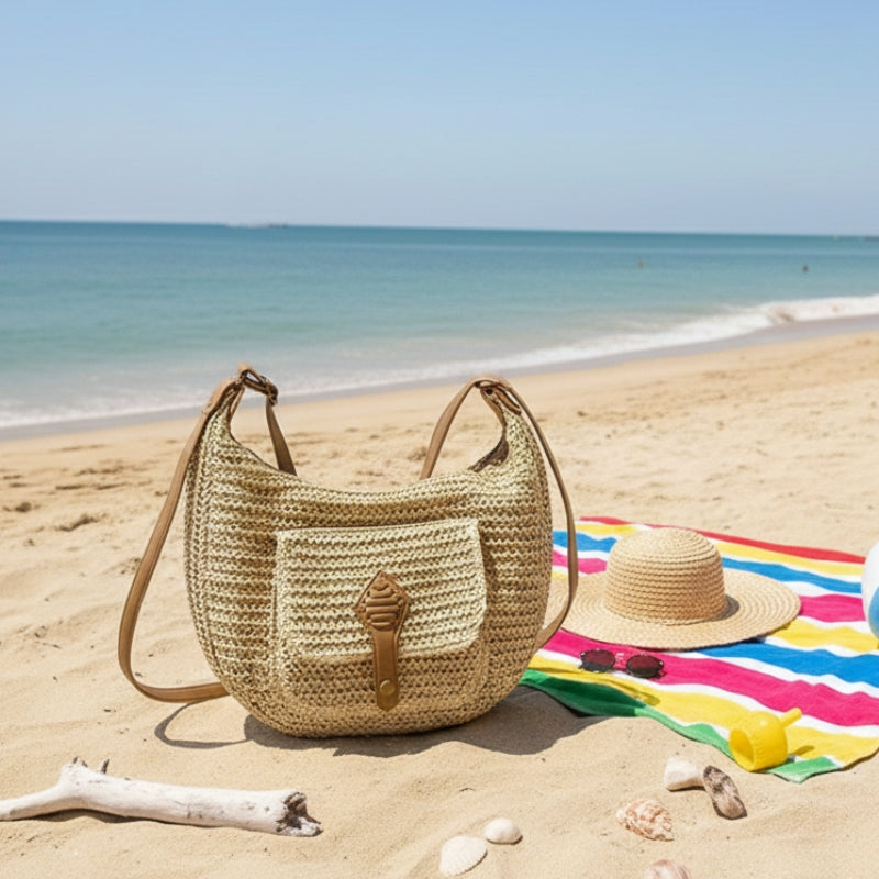 bolsa feminina grande trama natural com alça ajustável