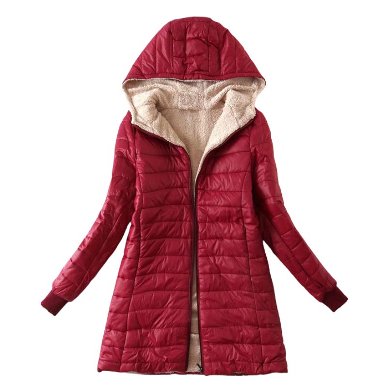 Casaco Feminino Vermelho Acolchoado com Capuz.jpg