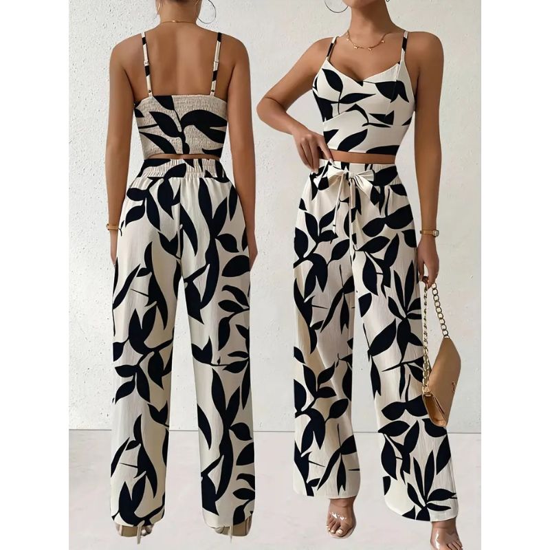 Conjunto Feminino Estampado Preto e Branco