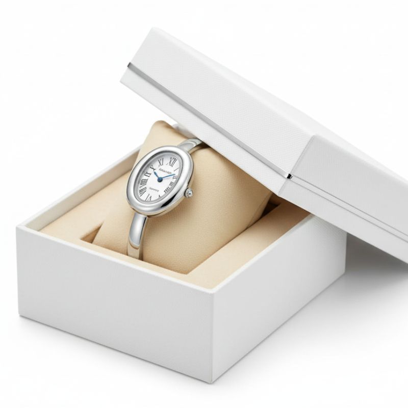 Relógio Feminino Oval Elegance Silver – Lux Glamour