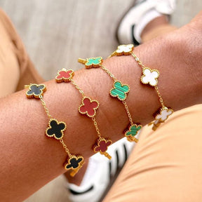 Pulseira Trevo Banhada A Ouro 18K Em Aço Inoxidável