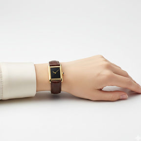 Relógio Unissex Square Gold Brown Leather – Lux Classic