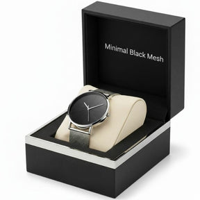 Relógio Feminino Minimal Black Mesh