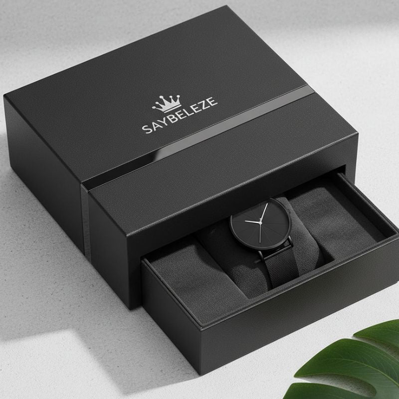 Relógio feminino minimalista all black versátil