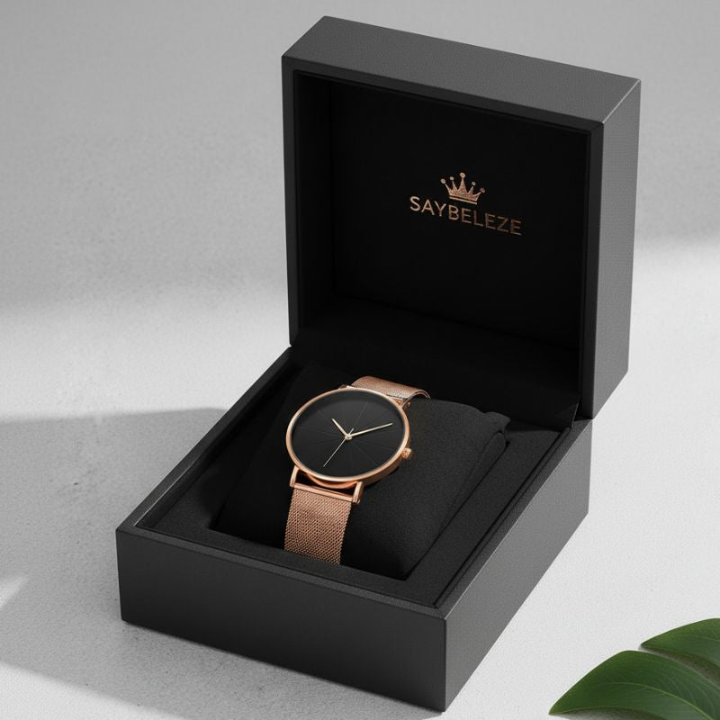 Relógio Feminino Minimalista Malha Aço Rose Elegance