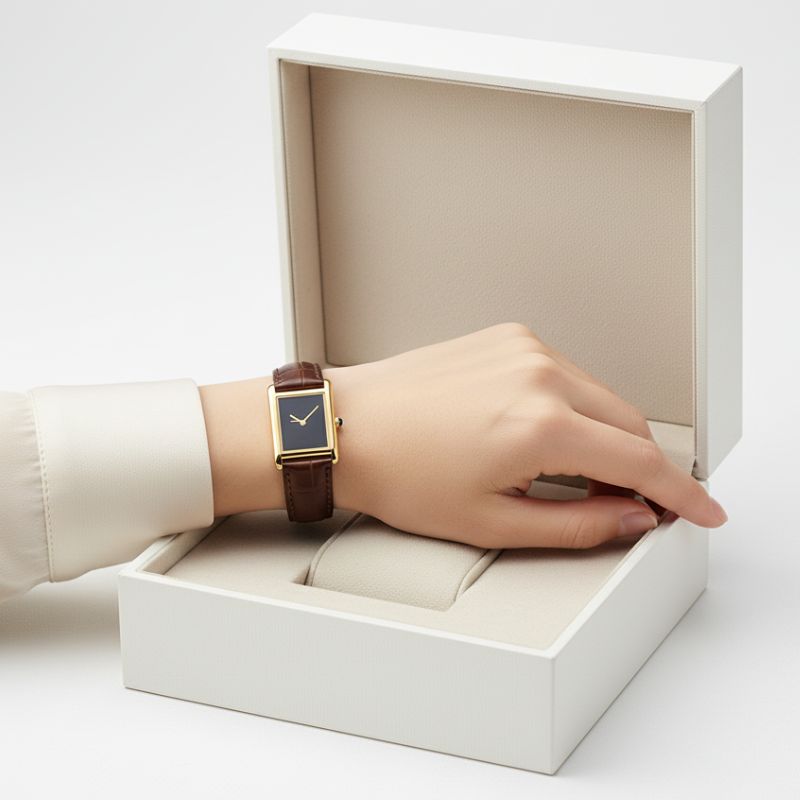 Relógio Unissex Square Gold Brown Leather – Lux Classic