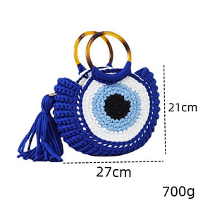 Bolsa Feminina Artesanal em Crochê Olho Grego Luxo Verão