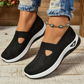 Tênis Slip-On Feminino Air Knit Confort Preto – Leve e Respirável