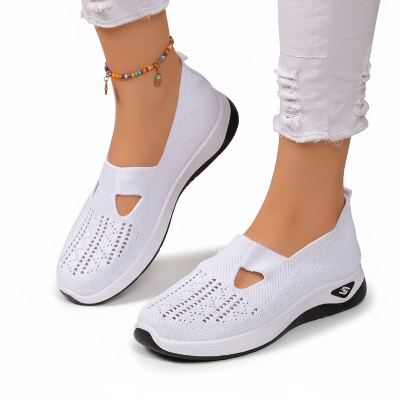 Tênis Slip On Feminino Air Knit Confort Branco