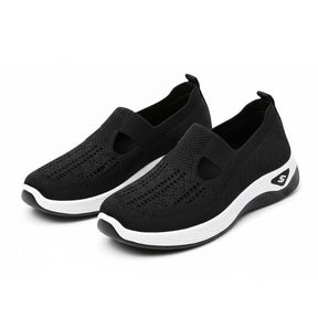 Tênis Slip-On Feminino Air Knit Confort Preto – Leve e Respirável