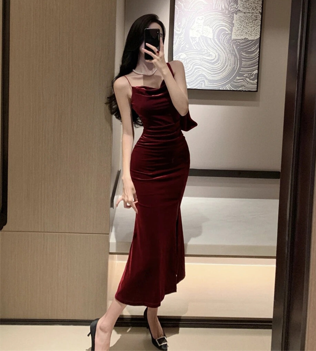 Vestido Feminino Longo de Veludo Rubi