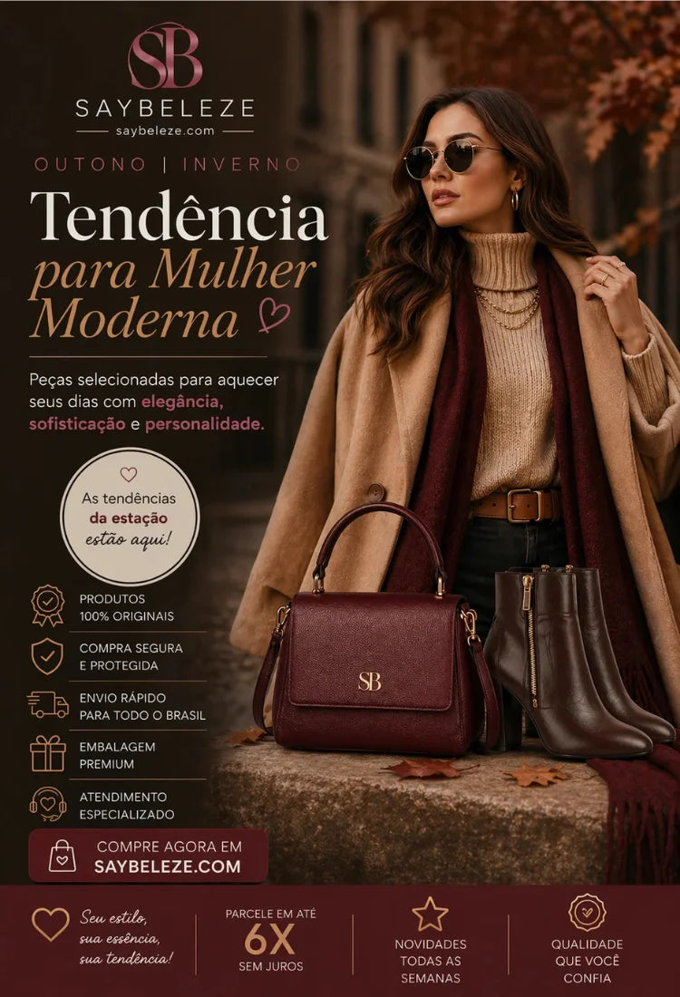 Banner mobile moda feminina outono inverno 2026 com look elegante e sofisticado