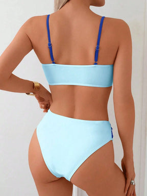 biquíni hot pant cintura alta Blue Saybeleze