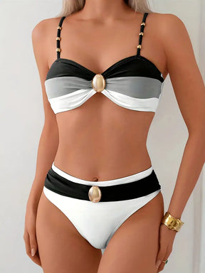 biquíni hot pant preto com detalhe dourado feminino