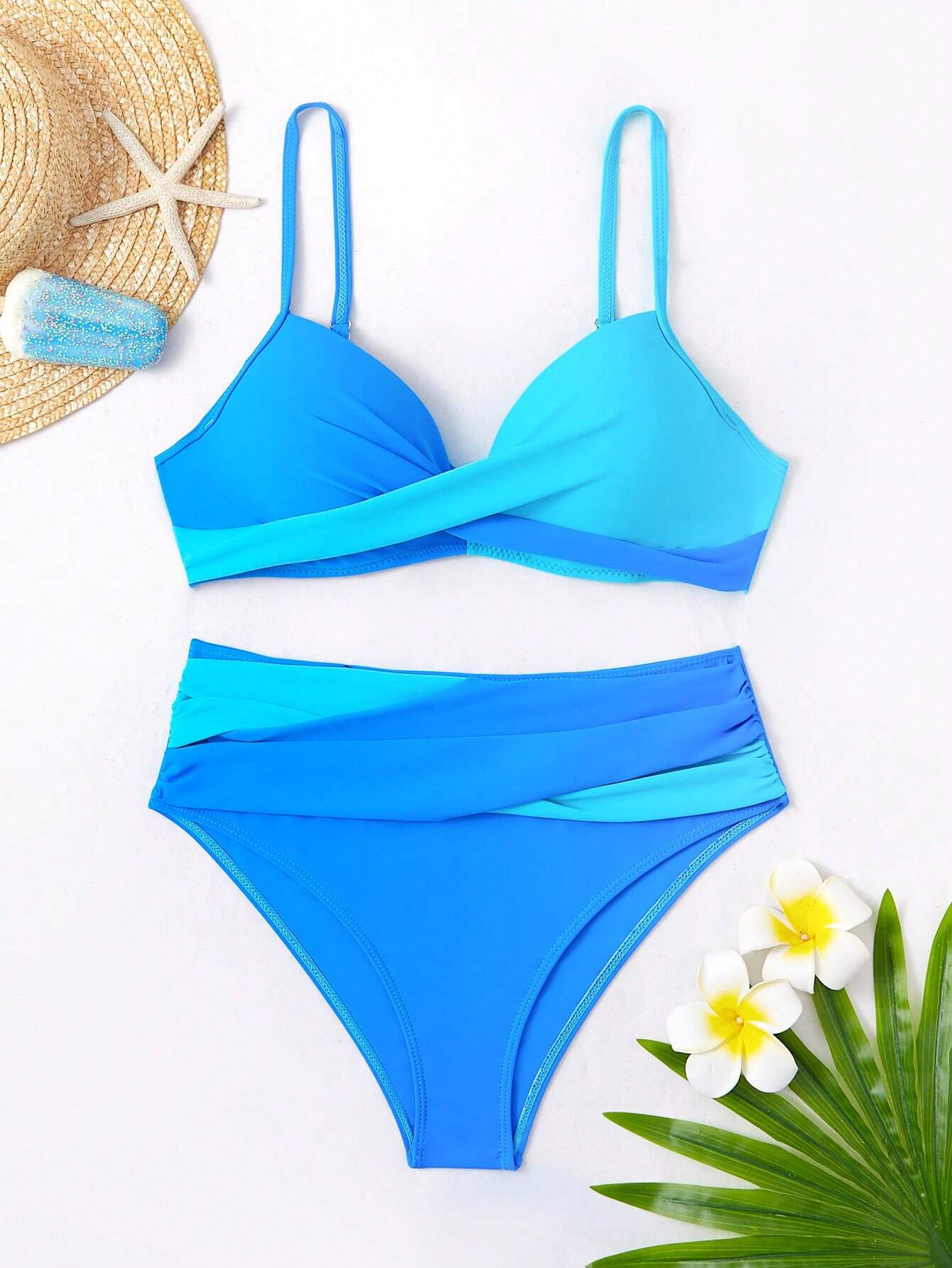 biquíni hot pant cintura alta Blue & Aqua