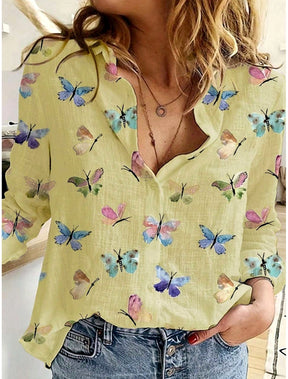 blusa feminina amarela estampa borboletas