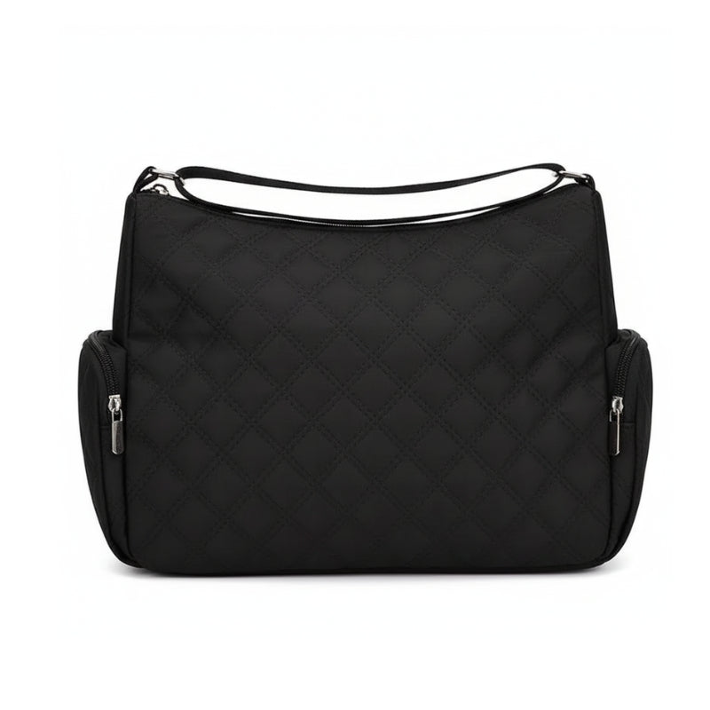 bolsa feminina preta de ombro pequena de costas