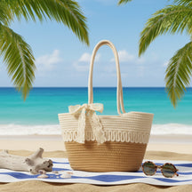 bolsa de praia feminina em corda marrom saybeleze marrom e bege