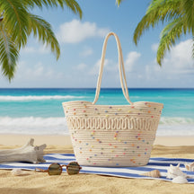 bolsa de praia feminina em corda bicolor multicolor saybeleze marrom e bege