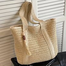 bolsa grande feminina trançada bege clara design verão 2025